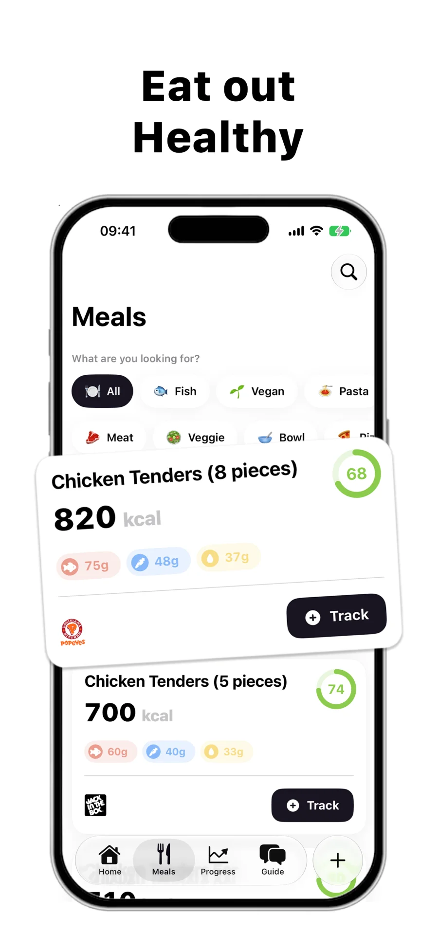 Trayly meal search ranking restaurant dishes by health score
